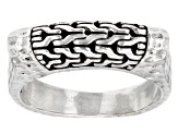 Pre-Owned Sterling Silver Chain Link Hammered Ring