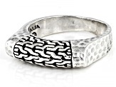 Pre-Owned Sterling Silver Chain Link Hammered Ring