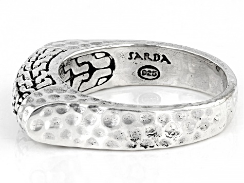 Pre-Owned Sterling Silver Chain Link Hammered Ring