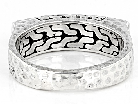 Pre-Owned Sterling Silver Chain Link Hammered Ring