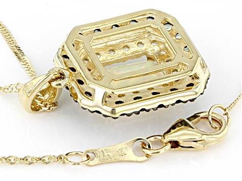 Pre-Owned Multi Color Opal 10k Yellow Gold Pendant with Chain 1.77ctw