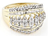 Pre-Owned White Diamond 10k Yellow Gold Wide Band Ring 1.00ctw