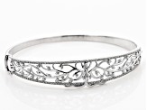 Pre-Owned White Diamond Rhodium Over Sterling Silver Mother Earth Bangle Bracelet 0.25ctw