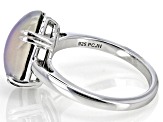 Pre-Owned Purple Aurora Moonstone Rhodium Over Sterling Silver Solitaire Ring
