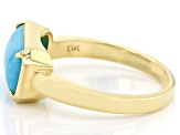 Pre-Owned Blue Turquoise 18k Yellow Gold Over Sterling Silver Ring