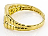 Pre-Owned White Diamond 14k Yellow Gold Over Sterling Silver Men's Cluster Band Ring 0.15ctw
