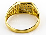 Pre-Owned White Diamond 14k Yellow Gold Over Sterling Silver Men's Cluster Band Ring 0.15ctw