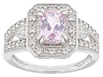Picture of Pre-Owned Pink Kunzite Rhodium Over Sterling Silver Ring 1.89ctw