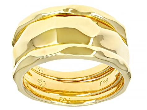 Pre-Owned 18k Yellow Gold Over Bronze Rings Set of 3