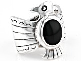 Pre-Owned Black Onyx Rhodium Over Sterling Silver Thunderbird Ring