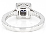 Pre-Owned Blue and colorless moissanite platineve halo ring .90ctw DEW