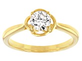 Pre-Owned Moissanite 3k yellow gold solitaire ring .60ct DEW