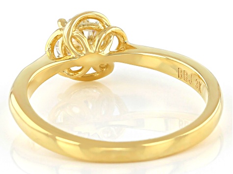 Pre-Owned Moissanite 3k yellow gold solitaire ring .60ct DEW