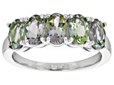 Pre-Owned Ocean Tanzanite® Rhodium Over Silver 5-Stone Ring 2.20ctw