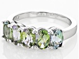 Pre-Owned Ocean Tanzanite® Rhodium Over Silver 5-Stone Ring 2.20ctw