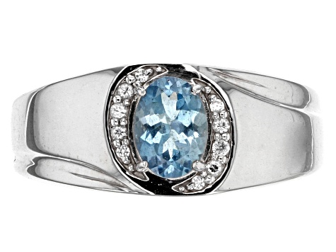 Pre-Owned Blue Aquamarine Rhodium Over Sterling Silver Ring .62ctw