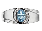 Pre-Owned Blue Aquamarine Rhodium Over Sterling Silver Ring .62ctw
