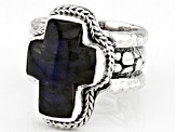 Pre-Owned Blue Labradorite Silver Watermark Ring
