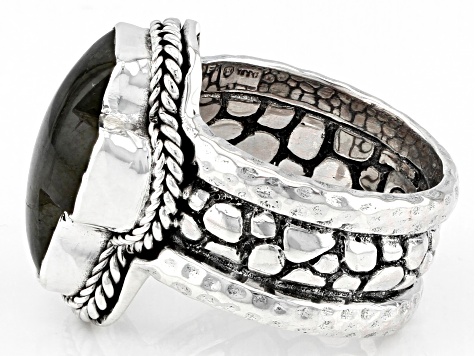 Pre-Owned Blue Labradorite Silver Watermark Ring