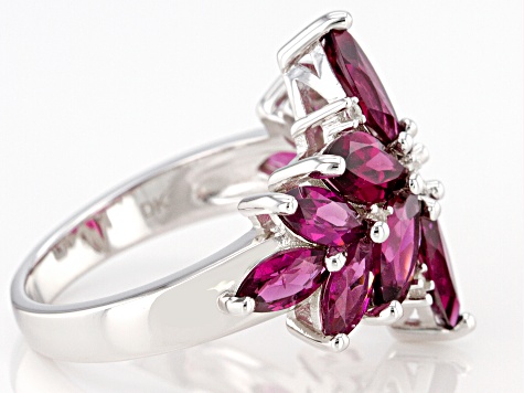 Pre-Owned Purple Color Rhodolite Rhodium Over Silver Ring 5.59ctw