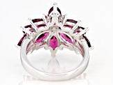 Pre-Owned Purple Color Rhodolite Rhodium Over Silver Ring 5.59ctw