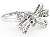 Pre-Owned White Diamond Rhodium Over Sterling Silver Bow Ring 0.65ctw