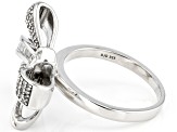 Pre-Owned White Diamond Rhodium Over Sterling Silver Bow Ring 0.65ctw