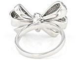 Pre-Owned White Diamond Rhodium Over Sterling Silver Bow Ring 0.65ctw