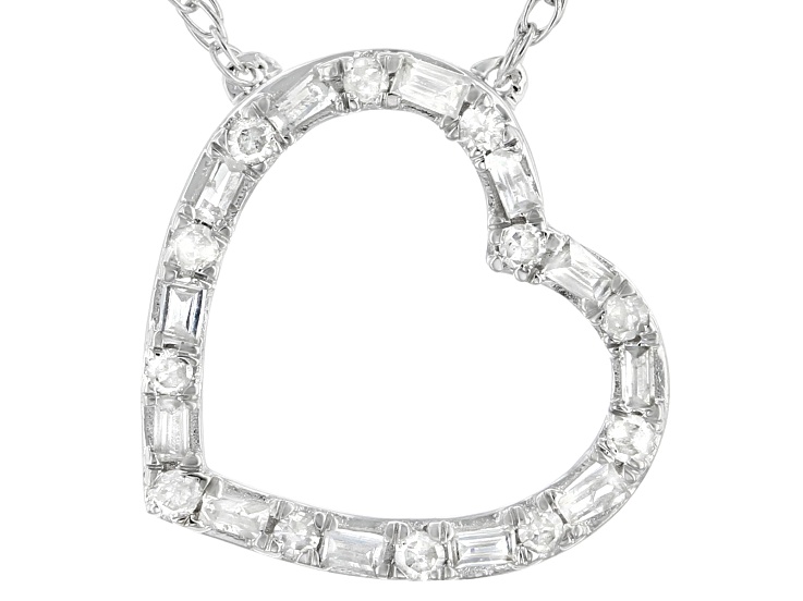 10K White Gold Small Baguette Diamond Necklace