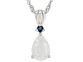 Pre-Owned Rainbow Moonstone Rhodium Over Silver Pendant Chain 0.06ctw