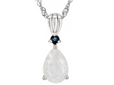 Pre-Owned Rainbow Moonstone Rhodium Over Silver Pendant Chain 0.06ctw