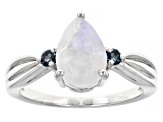 Pre-Owned Rainbow Moonstone Rhodium Over Silver Ring 2.02ctw