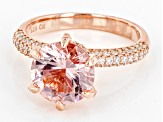 Pre-Owned Morganite Simulant And White Cubic Zirconia 18k Rose Gold Over Sterling Silver Ring 4.38ct