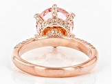 Pre-Owned Morganite Simulant And White Cubic Zirconia 18k Rose Gold Over Sterling Silver Ring 4.38ct