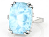 Pre-Owned Blue Larimar Rhodium Over Sterling Silver Solitaire Ring