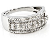 Pre-Owned White Diamond Rhodium Over Sterling Silver Band Ring 0.70ctw