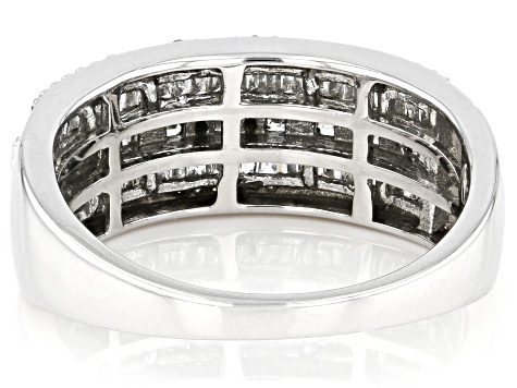 Pre-Owned White Diamond Rhodium Over Sterling Silver Band Ring 0.70ctw