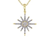 Pre-Owned White Diamond 10k Yellow Gold Star Pendant With 18" Rope Chain 0.15ctw