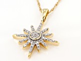 Pre-Owned White Diamond 10k Yellow Gold Star Pendant With 18" Rope Chain 0.15ctw