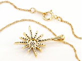 Pre-Owned White Diamond 10k Yellow Gold Star Pendant With 18" Rope Chain 0.15ctw