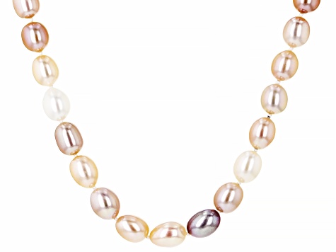 16 7.5-8mm Double Strand Pearl Necklace with 14k White Gold