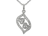Pre-Owned White Diamond Platinum Over Sterling Silver Heart Pendant With 18" Cable Chain 0.35ctw