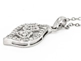 Pre-Owned White Diamond Platinum Over Sterling Silver Heart Pendant With 18" Cable Chain 0.35ctw