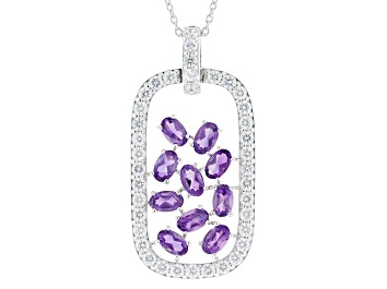 Picture of Pre-Owned Purple Amethyst Rhodium Over Sterling Silver Pendant With Chain 2.80ctw