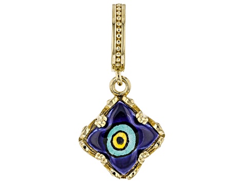 Pre-Owned Ceramic Evil Eye 18K Yellow Gold Over Sterling Silver Enhancer Pendant