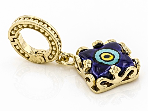 Pre-Owned Ceramic Evil Eye 18K Yellow Gold Over Sterling Silver Enhancer Pendant