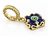Pre-Owned Ceramic Evil Eye 18K Yellow Gold Over Sterling Silver Enhancer Pendant
