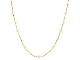Pre-Owned White Cultured Freshwater Pearl 18k Yellow Gold Over Sterling Silver 18.5 Inch Station Nec