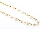 Pre-Owned White Cultured Freshwater Pearl 18k Yellow Gold Over Sterling Silver 18.5 Inch Station Nec