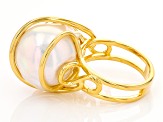 Pre-Owned Genusis™ White Cultured Freshwater Pearl 18k Yellow Gold Over Sterling Silver Ring